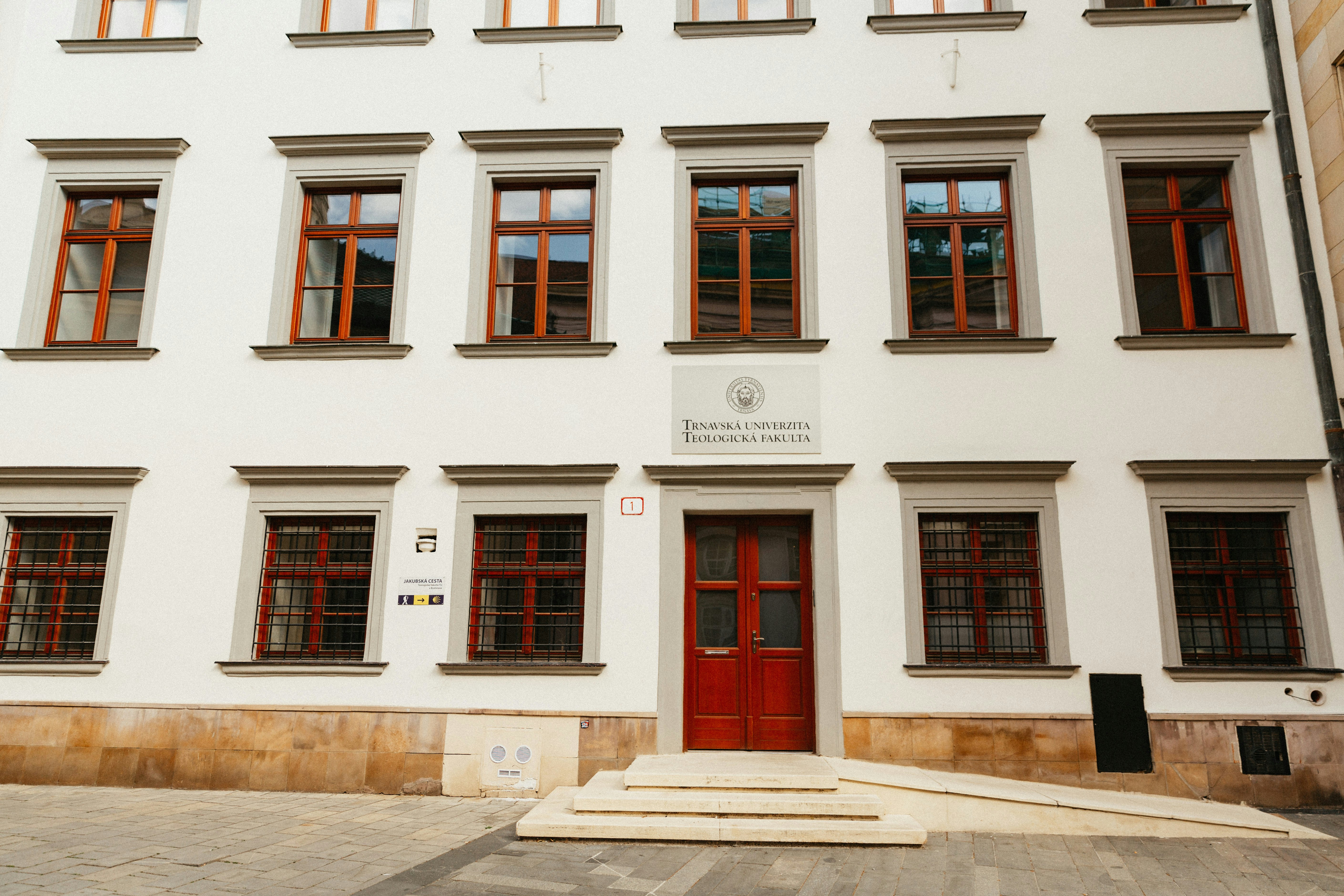 red and white concrete building